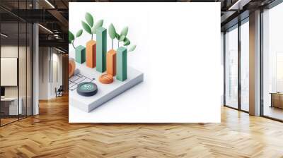 Financial Growth and Investment with Green Plants Wall mural