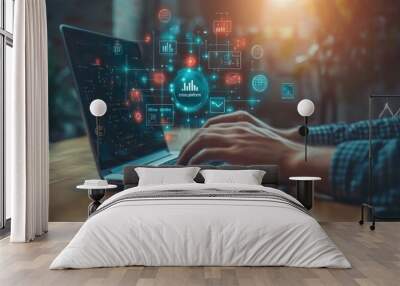 Cross-Platform Technology and Digital Network Wall mural