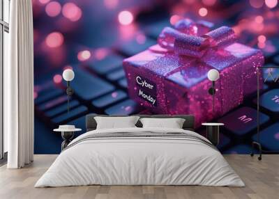 Cyber Monday Gift on Keyboard Wall mural