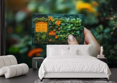 Green Credit Card Design with Nature Wall mural