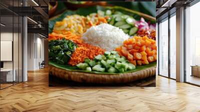 Indonesian Nasi Campur: A Delicious and Colorful Plate Wall mural