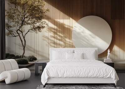 Minimalist Zen Garden with Circular Wall Art Wall mural