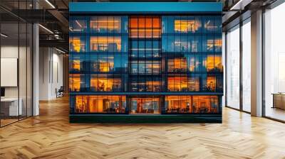 Modern Office Building at Night Wall mural