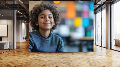 Portrait of a smiling boy Wall mural