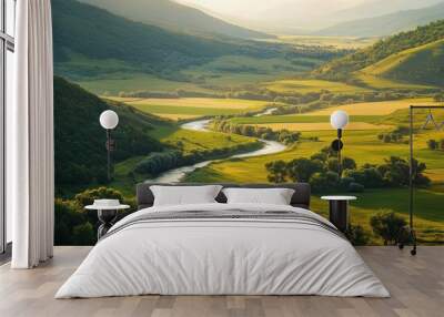 Serene River Valley Landscape Wall mural