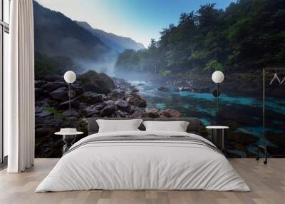 Colorful image of river Piva in Montenegro Wall mural