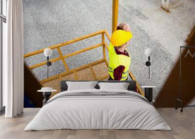 Young construction worker with tool box Wall mural