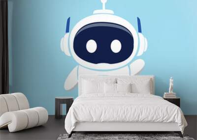 cute robot waving hand cartoon vector icon illustration science technology futuristic smart ai concept Wall mural