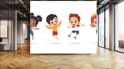 Group of happy children jumping Wall mural