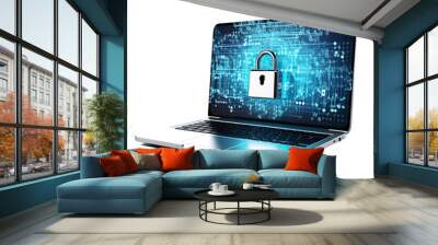 Locking in Safety Laptop Secured with Digital Padlock Wall mural