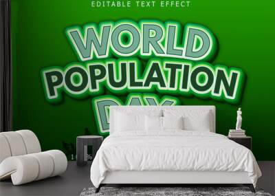 World Population Day Editable Text Effect 3 Dimension Emboss Modern Style Wall mural