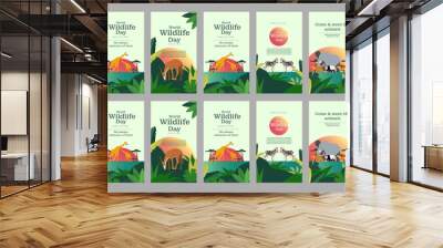 happy world wild day social media stories vector flat design Wall mural