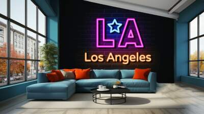 Los Angeles Logo Neon Signs  Wall mural