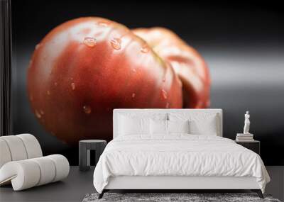 homegrown red tomato isolated on black background Wall mural