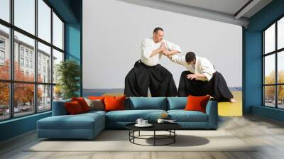 The martial art of Aikido. two men demonstrate the techniques of Wall mural