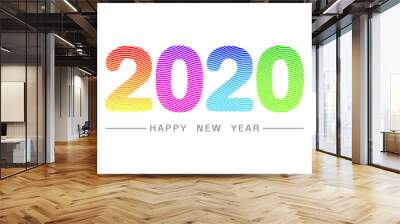 2020 Happy New Year logo text design. Greeting card with inscription 2020 for your layout flyers and greetings card or christmas themed invitations. Brochure design template, card, banner. Vector illu Wall mural