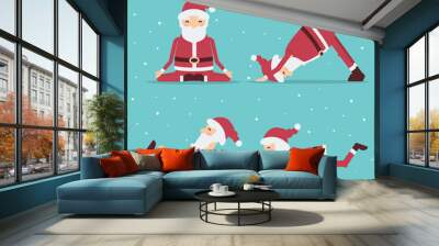 Santa Claus doing yoga.Vector holiday illustration Wall mural