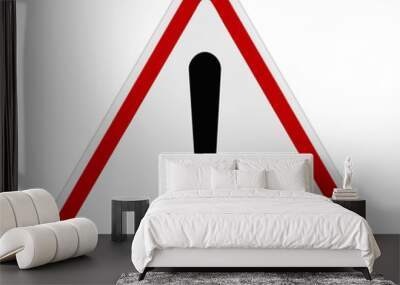 Red Exclamation Sign - Danger Triangle Road sign isolated on whi Wall mural