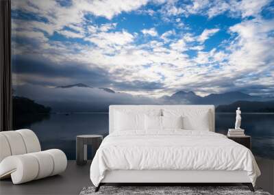 Beautiful landscape of lake and mountain at Sun Moon Lake 2 Wall mural