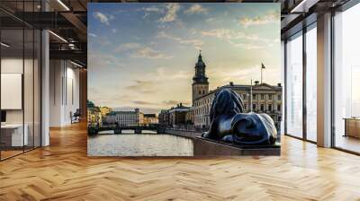 Sunset view from Burunnsparken city centre of Gothenburg Wall mural