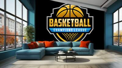 Basketball club logo, emblem, designs with ball. Sport badge vector illustration Wall mural