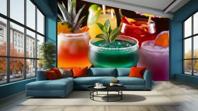 Close up of exotic cocktail drinks with selective focus Wall mural