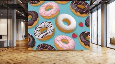 Donuts seamless pattern - vector illustration. eps 10 Wall mural