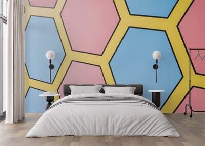 Modern colorful backdrop with hexagonal pattern Wall mural