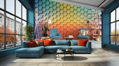 Modern colorful backdrop with hexagonal pattern Wall mural