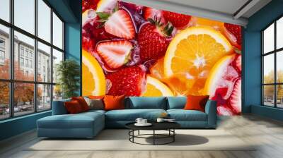 Sweet fruits beverage strawberry soda and orange soda cold drink vitamin fruit tasty drinks Wall mural