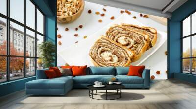 Potica, Roll with walnuts. Slovenian dessert Wall mural