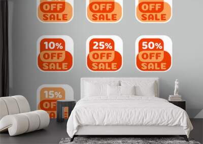 Set of discount labels. Timeless easy-to-read design. Wall mural