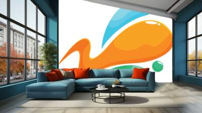 Abstract design featuring a liquid shape stretching and forming colorful blobs Wall mural