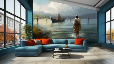 Bible scene river. Generate Ai Wall mural