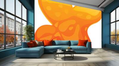 Cartoon style bright orange liquid is dripping, slithering, and spreading Wall mural