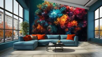 Coral reef closeup colorful. Generate Ai Wall mural