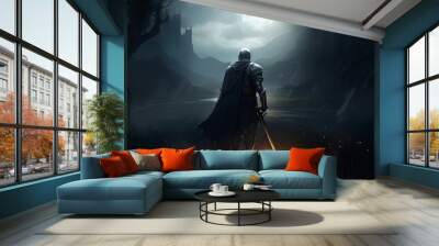 Dark fantasy knight view. Generate Ai Wall mural