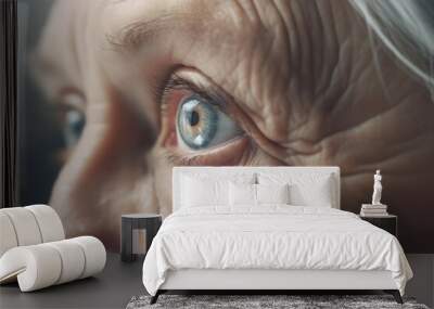 Eye looking senior woman. Generate Ai Wall mural