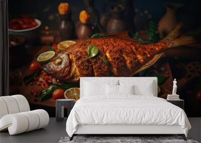 Fish masala fried. Generate Ai Wall mural