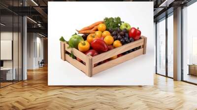 Fresh vegetables fruit crate. Generate Ai Wall mural