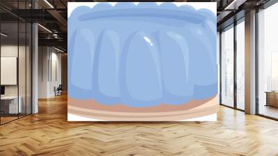 Illustration of a vibrant blue jelly dessert served on a simple beige plate Wall mural