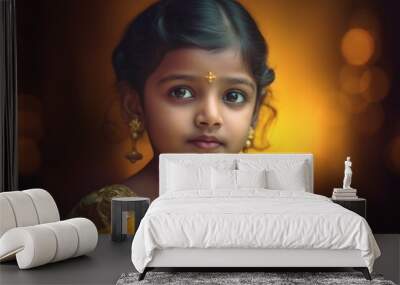 Indian sari girl culture. Generate Ai Wall mural