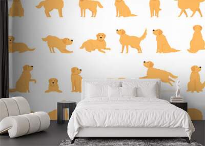 Labrador Retriever icons set cartoon vector. Puppy dog. Cute animal Wall mural