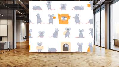 Mouse icons set cartoon vector. Animal pet. Happy character Wall mural