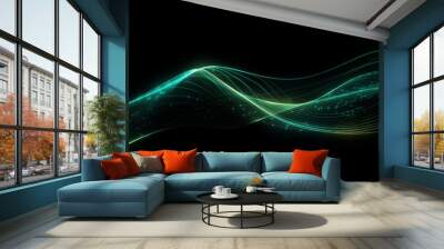 Neon green energy glowing. Generate Ai Wall mural