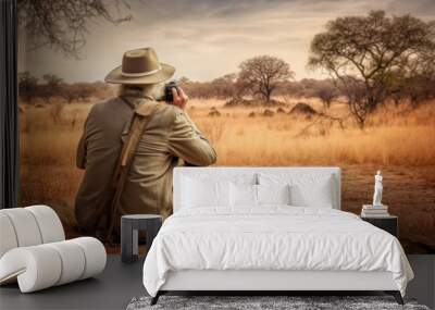 Old man photo safari. Generate Ai Wall mural