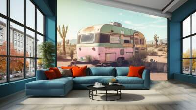 Old retro caravan. Generate Ai Wall mural