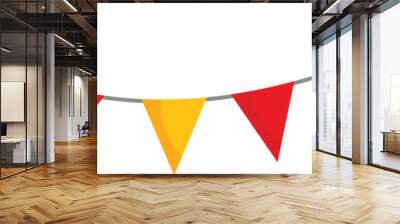 Red and yellow flags hanging on a string celebrating a party Wall mural