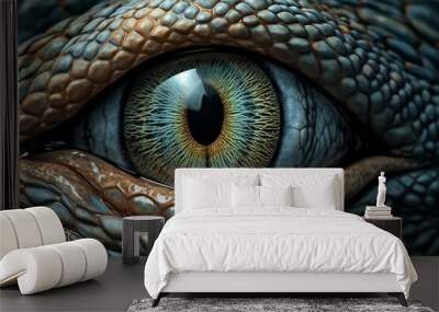 Reptilian eye closeup. Generate Ai Wall mural