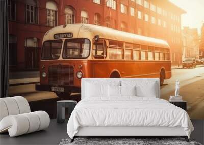 Retro vintage bus old. Generate Ai Wall mural